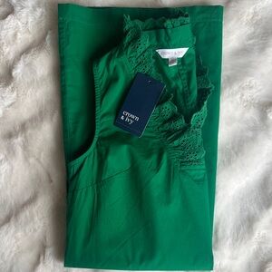 crown & ivy Emerald Green Eyelet Trim Sleeveless Blouse